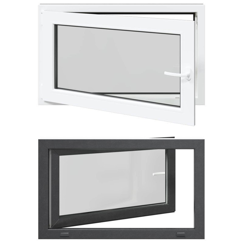 vidaXL Παράθυρο Κάτω Στρώματος RISOR 100 x 70 cm PVC και Γυαλί Ανθρακί