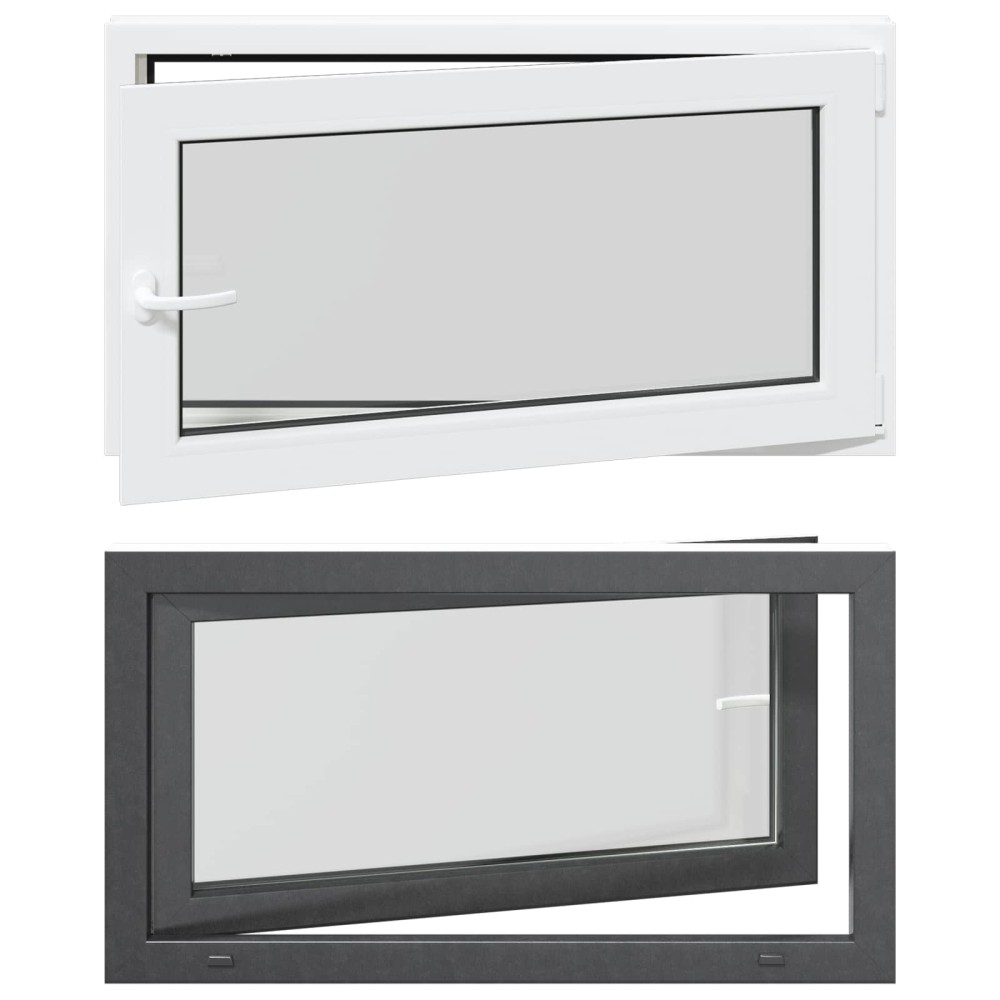 vidaXL Παράθυρο Κάτω Στρώματος RISOR 110 x 50 cm PVC και Γυαλί Ανθρακί