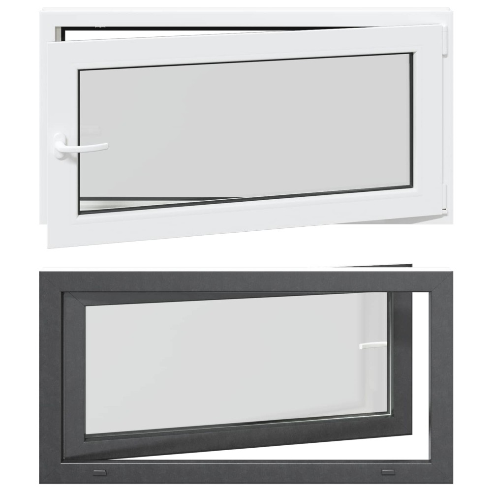 vidaXL Παράθυρο Κάτω Στρώματος RISOR 110 x 60 cm PVC και Γυαλί Ανθρακί