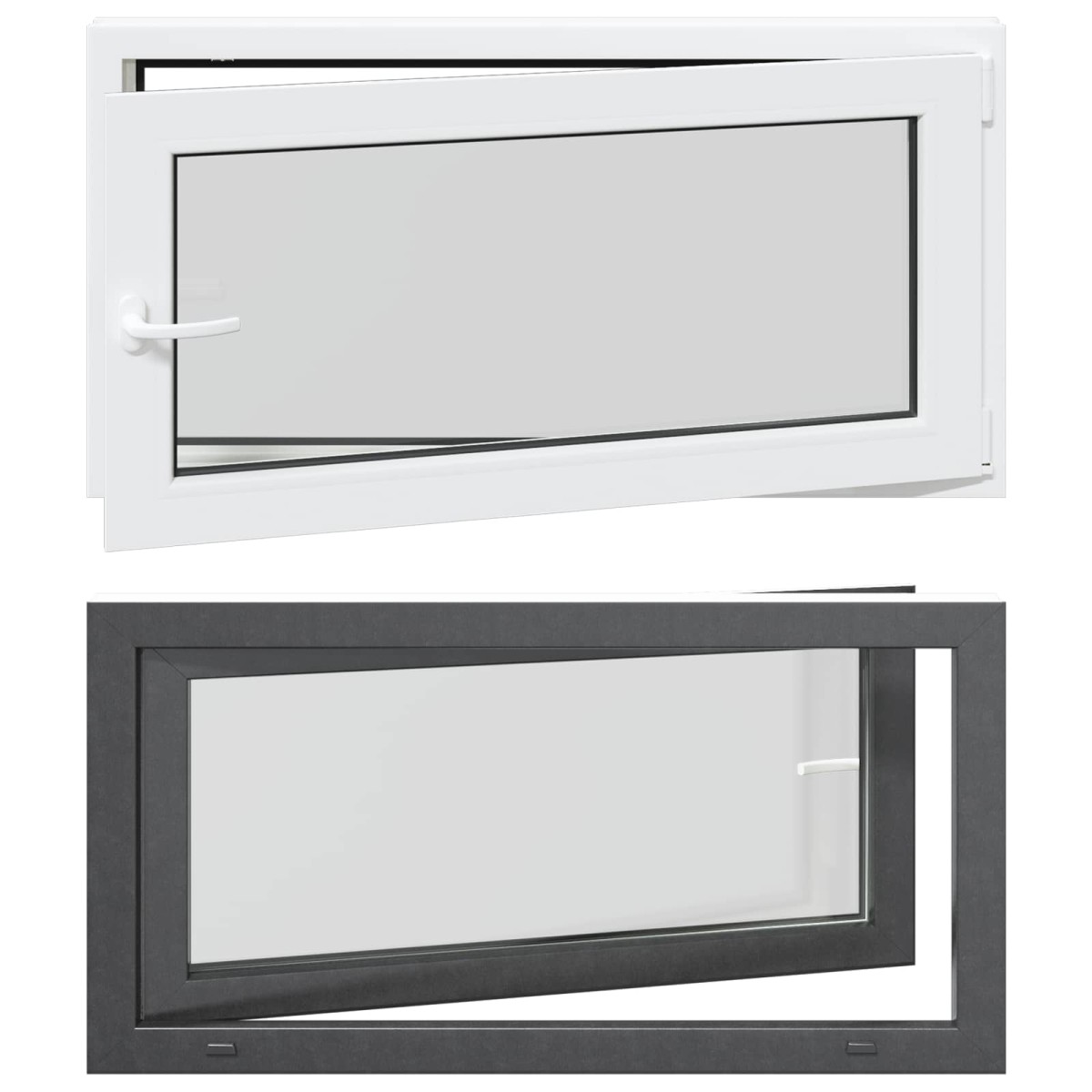 vidaXL Παράθυρο Κάτω Στρώματος RISOR 110 x 60 cm PVC και Γυαλί Ανθρακί