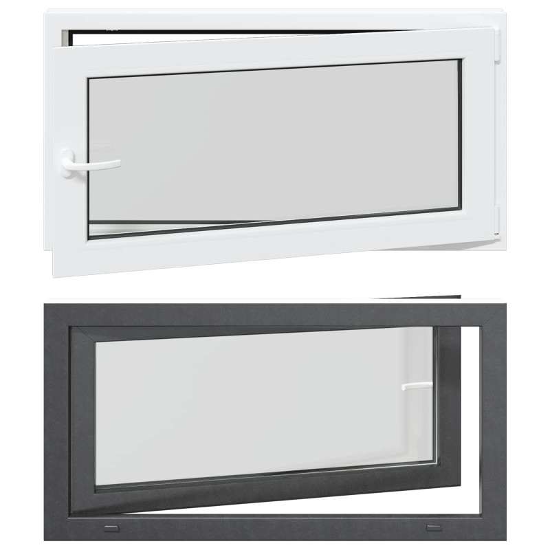 vidaXL Παράθυρο Κάτω Στρώματος RISOR 110 x 60 cm PVC και Γυαλί Ανθρακί