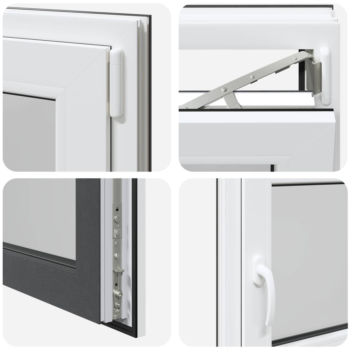 vidaXL Παράθυρο Κάτω Στρώματος RISOR 110 x 60 cm PVC και Γυαλί Ανθρακί