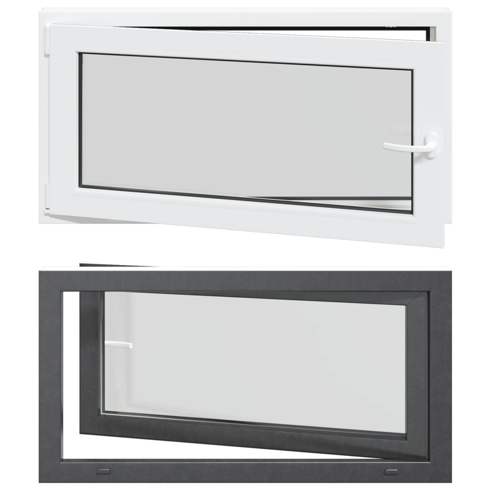 vidaXL Παράθυρο Κάτω Στρώματος RISOR 110 x 60 cm PVC και Γυαλί Ανθρακί