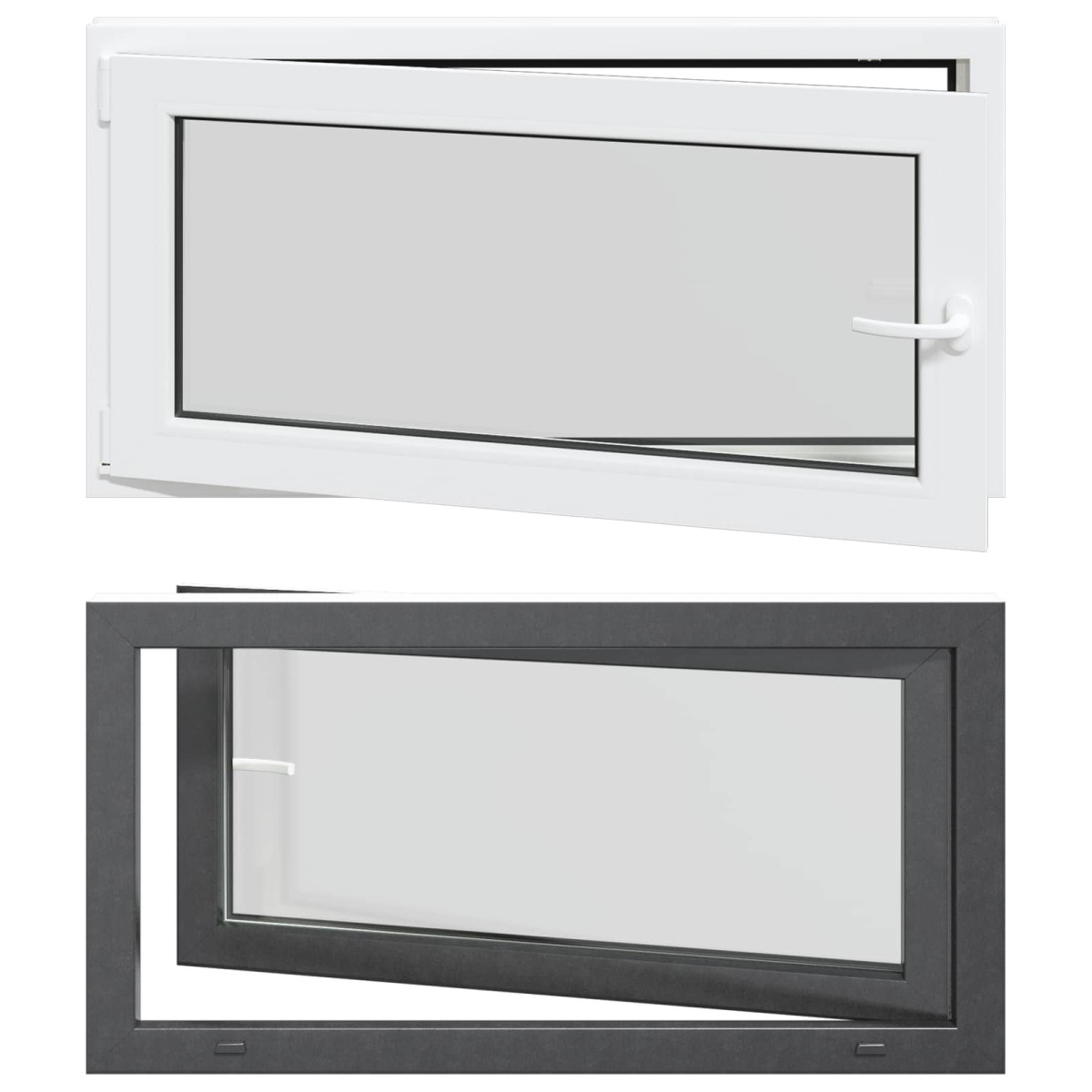 vidaXL Παράθυρο Κάτω Στρώματος RISOR 110 x 60 cm PVC και Γυαλί Ανθρακί
