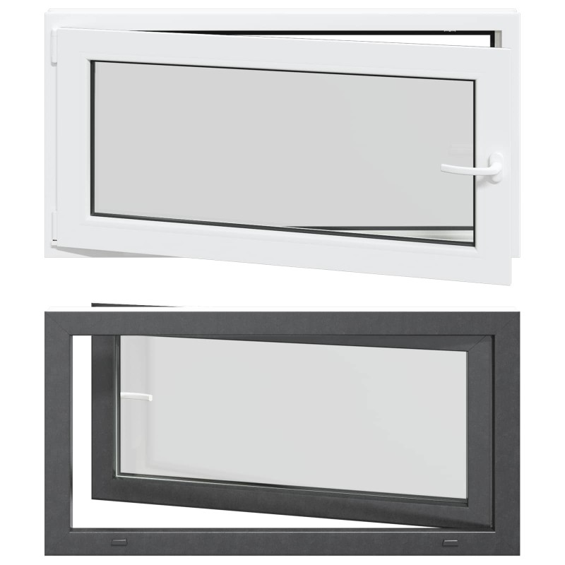vidaXL Παράθυρο Κάτω Στρώματος RISOR 110 x 60 cm PVC και Γυαλί Ανθρακί