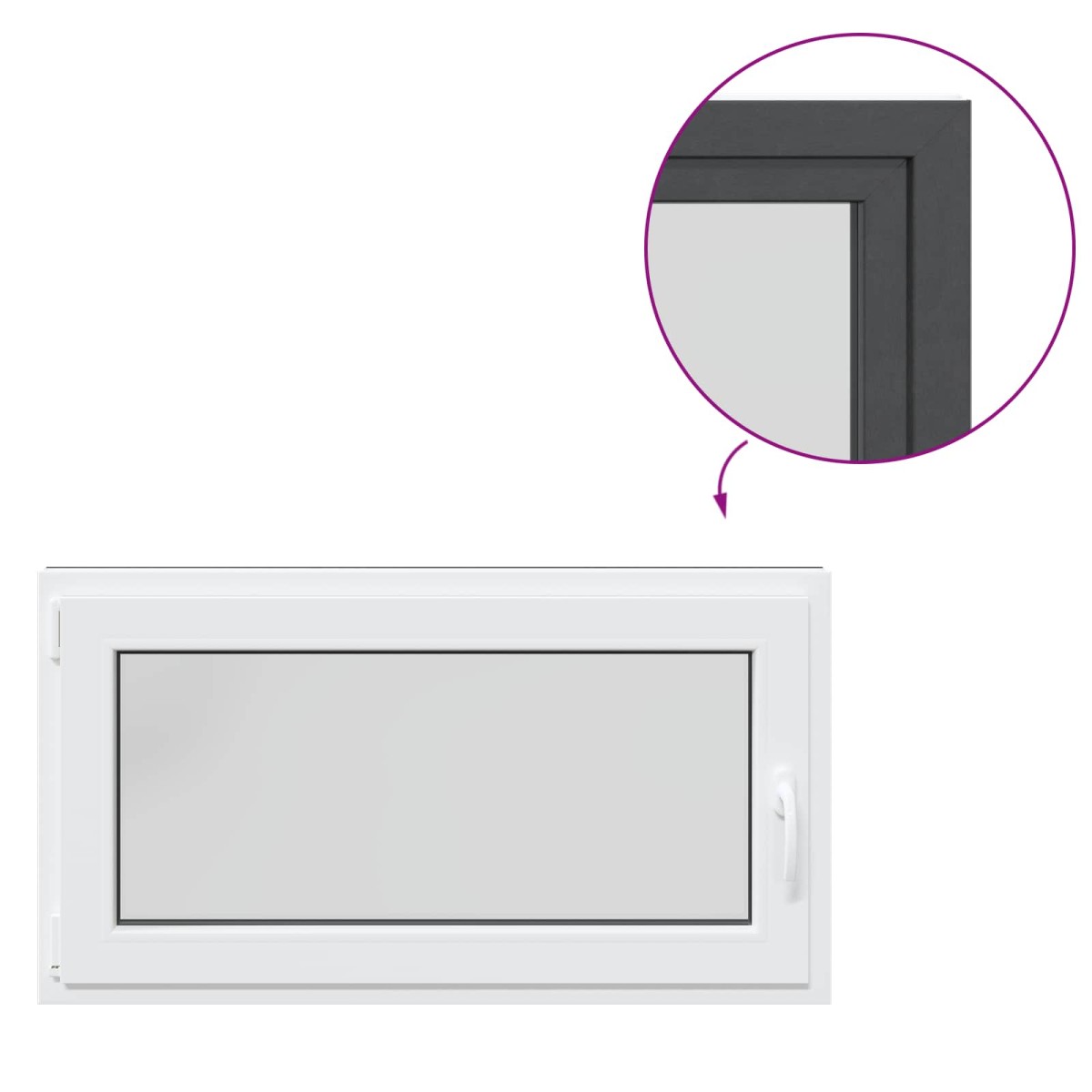 vidaXL Παράθυρο Κάτω Στρώματος RISOR 110 x 70 cm PVC και Γυαλί Ανθρακί