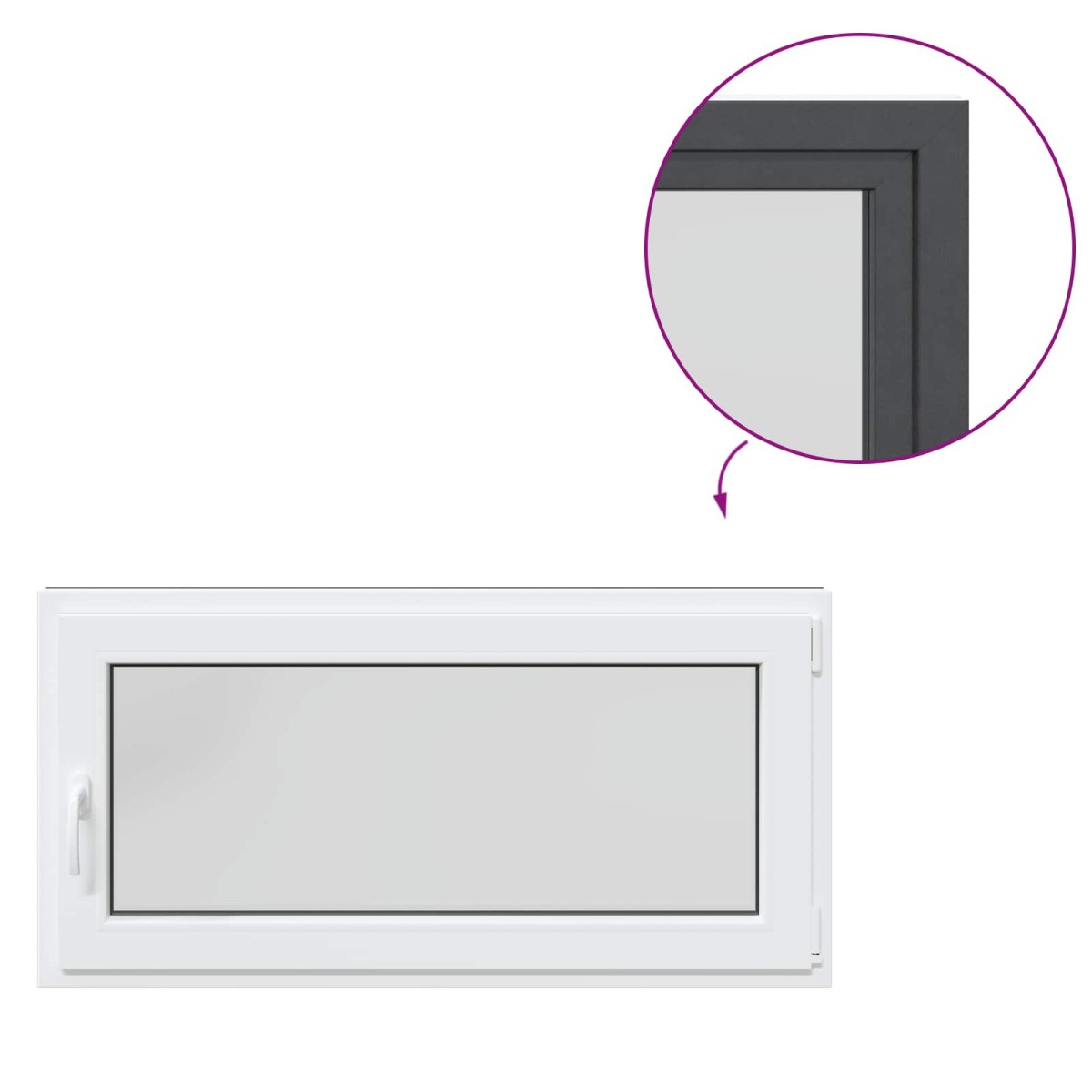 vidaXL Παράθυρο Κάτω Στρώματος RISOR 120 x 60 cm PVC και Γυαλί Ανθρακί