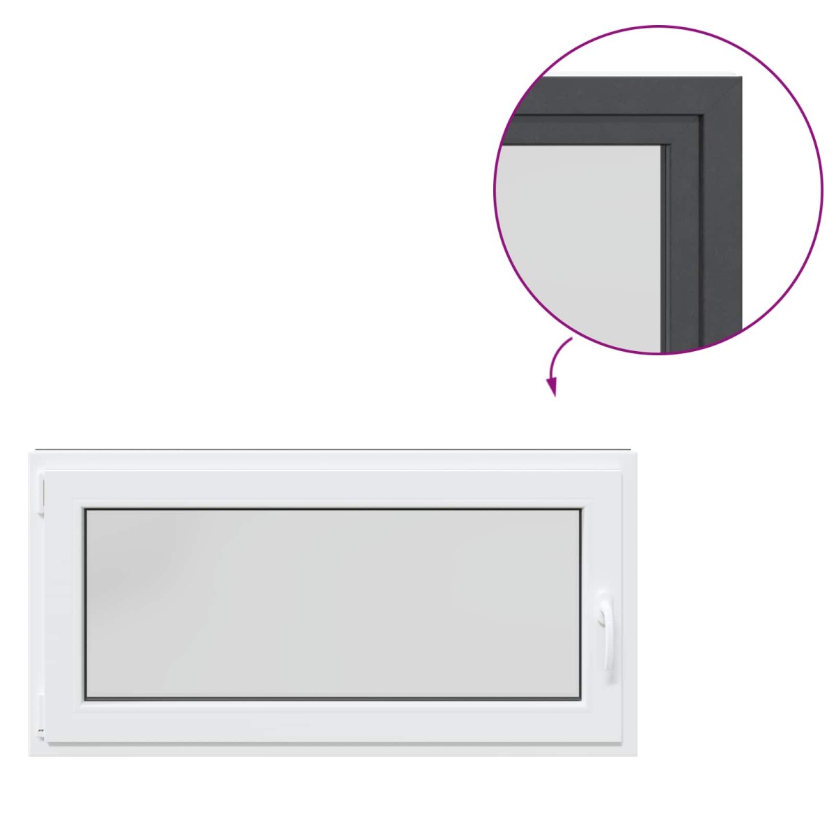 vidaXL Παράθυρο Κάτω Στρώματος RISOR 120 x 60 cm PVC και Γυαλί Ανθρακί