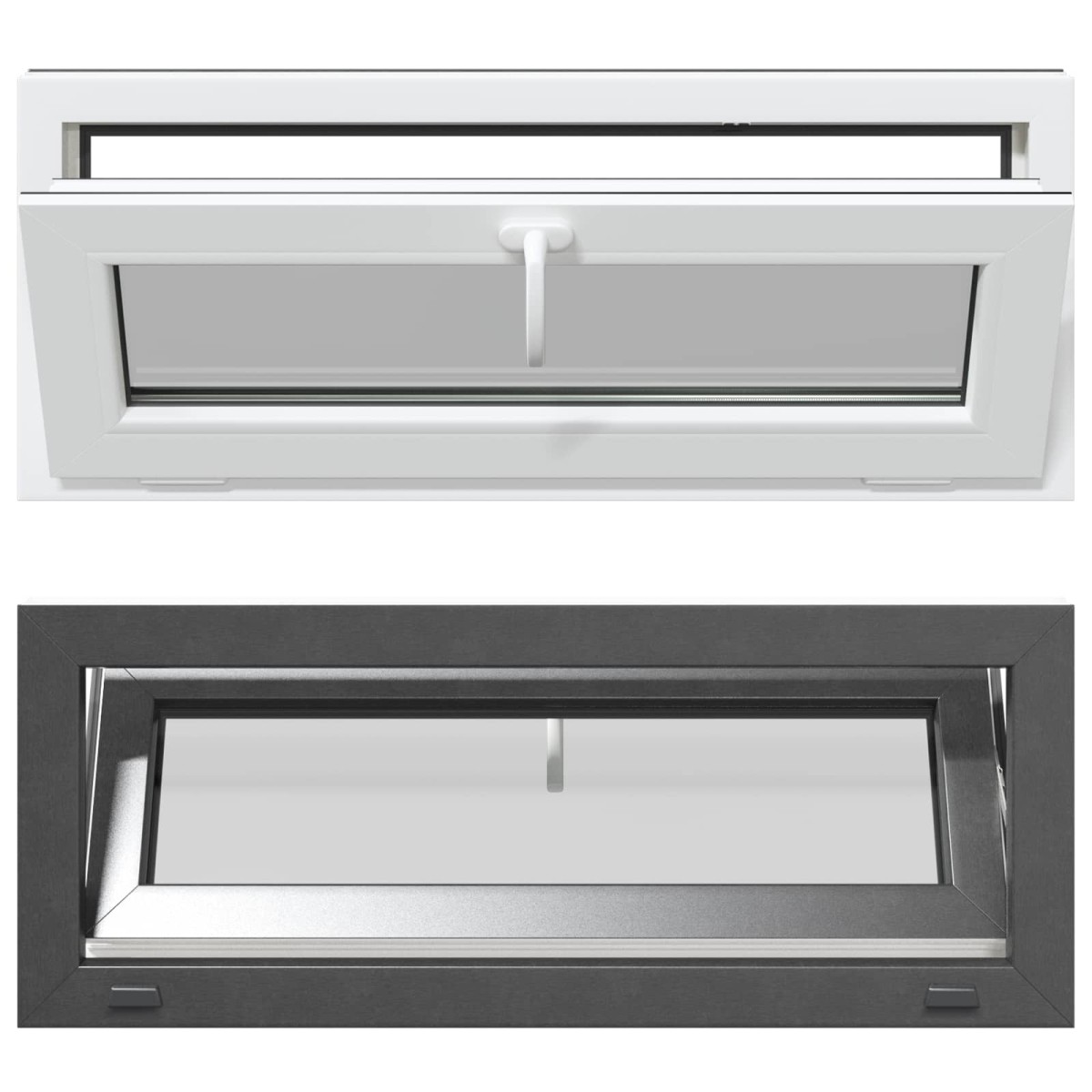vidaXL Παράθυρο Κάτω Στρώματος RISOR 110 x 40 cm PVC και Γυαλί Ανθρακί