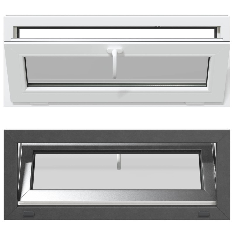 vidaXL Παράθυρο Κάτω Στρώματος RISOR 110 x 40 cm PVC και Γυαλί Ανθρακί