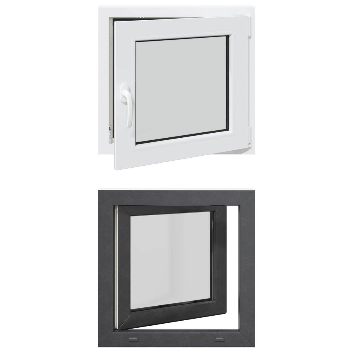 vidaXL Παράθυρο Κάτω Στρώματος RISOR 50 x 50 cm PVC και Γυαλί Ανθρακί