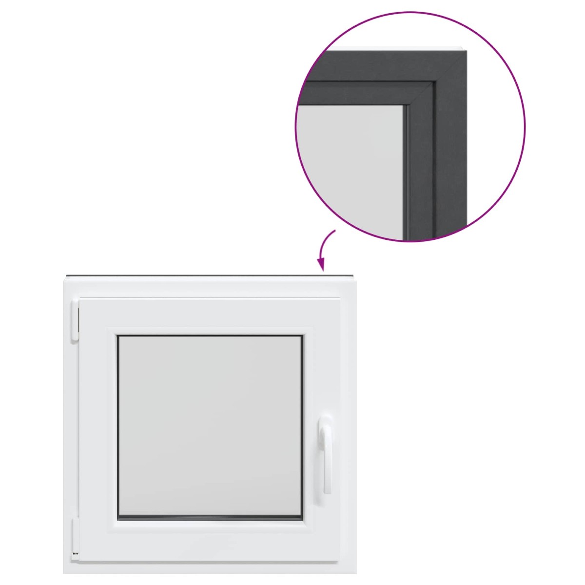 vidaXL Παράθυρο Κάτω Στρώματος RISOR 50 x 50 cm PVC και Γυαλί Ανθρακί