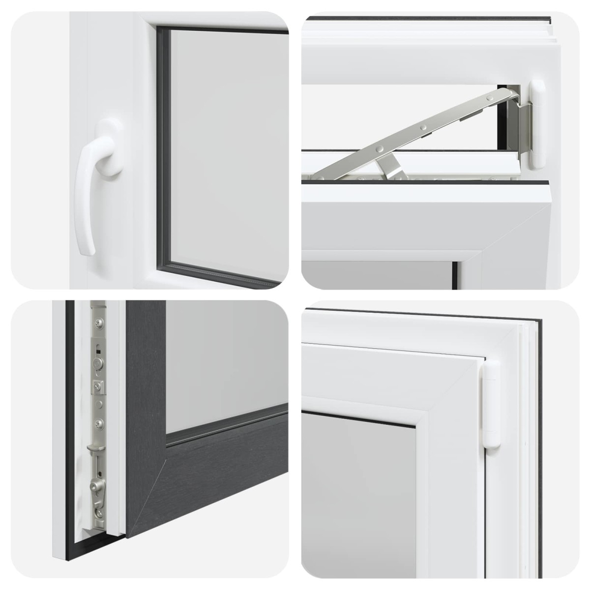 vidaXL Παράθυρο Κάτω Στρώματος RISOR 60 x 60 cm PVC και Γυαλί Ανθρακί