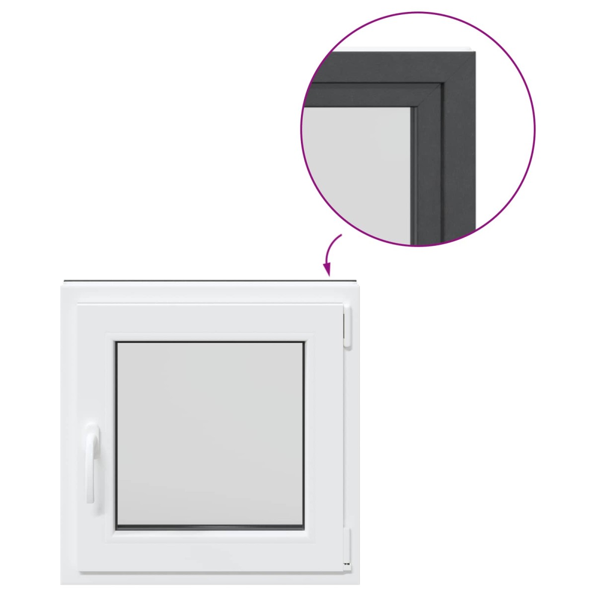 vidaXL Παράθυρο Κάτω Στρώματος RISOR 60 x 60 cm PVC και Γυαλί Ανθρακί