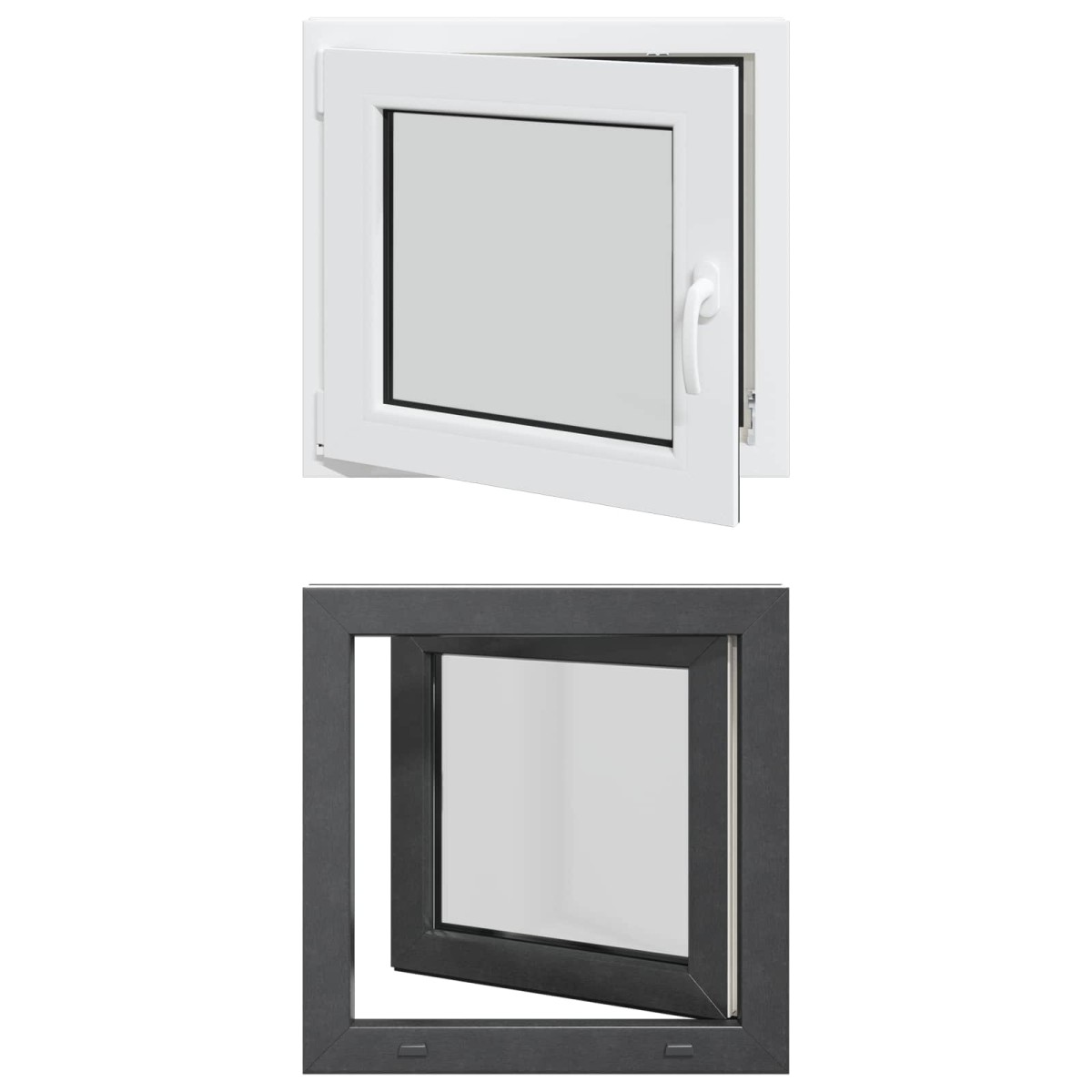 vidaXL Παράθυρο Κάτω Στρώματος RISOR 60 x 60 cm PVC και Γυαλί Ανθρακί