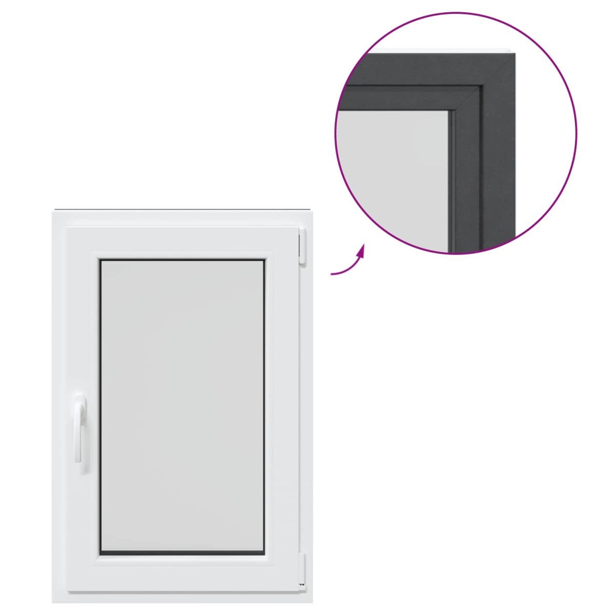 vidaXL Παράθυρο Κάτω Στρώματος RISOR 60 x 90 cm PVC και Γυαλί Ανθρακί