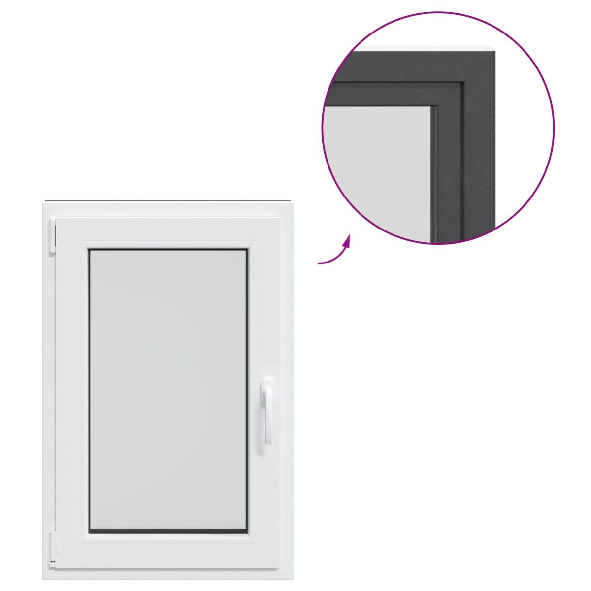vidaXL Παράθυρο Κάτω Στρώματος RISOR 60 x 100 cm PVC και Γυαλί Ανθρακί