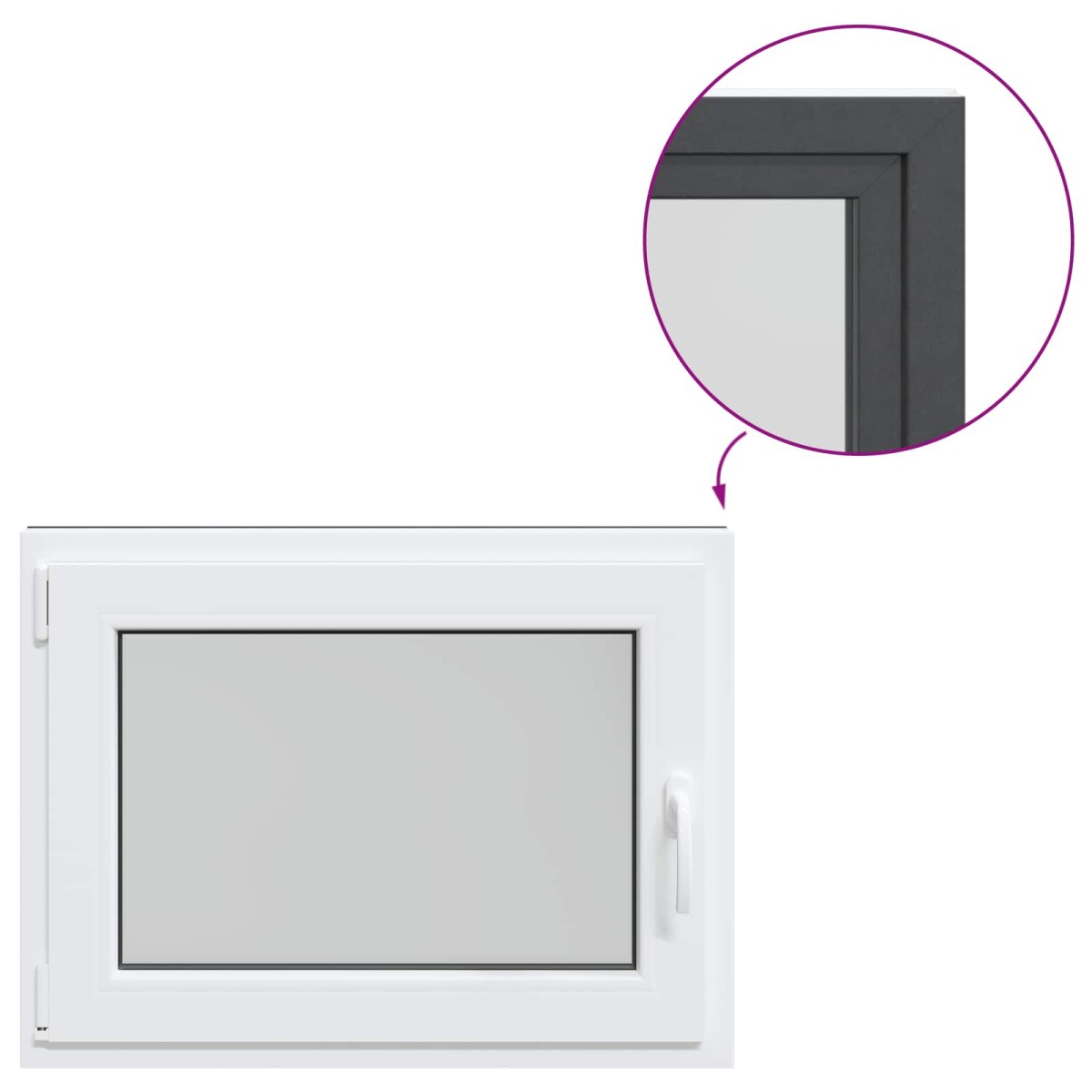 vidaXL Παράθυρο Κάτω Στρώματος RISOR 80 x 50 cm PVC και Γυαλί Ανθρακί