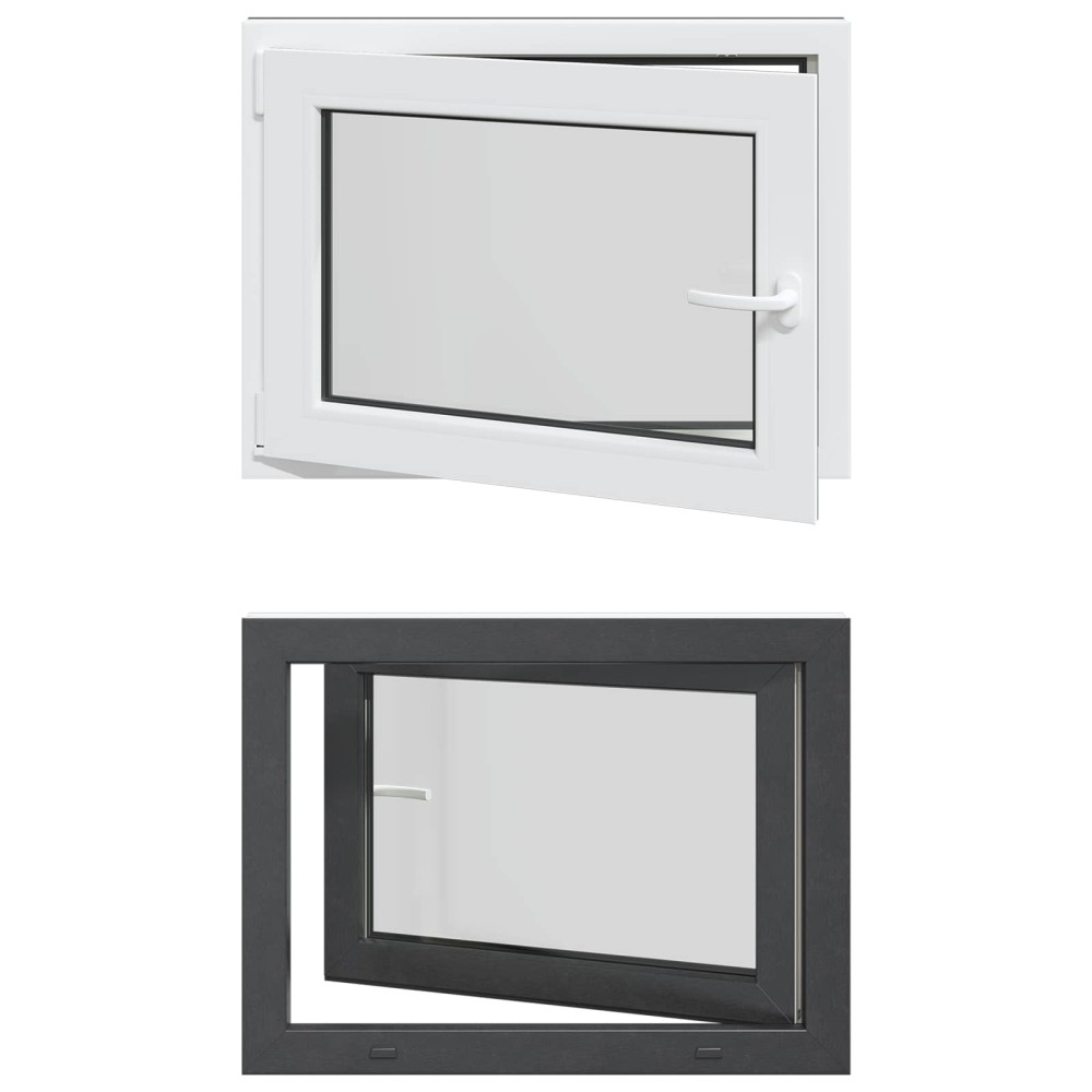 vidaXL Παράθυρο Κάτω Στρώματος RISOR 80 x 60 cm PVC και Γυαλί Ανθρακί