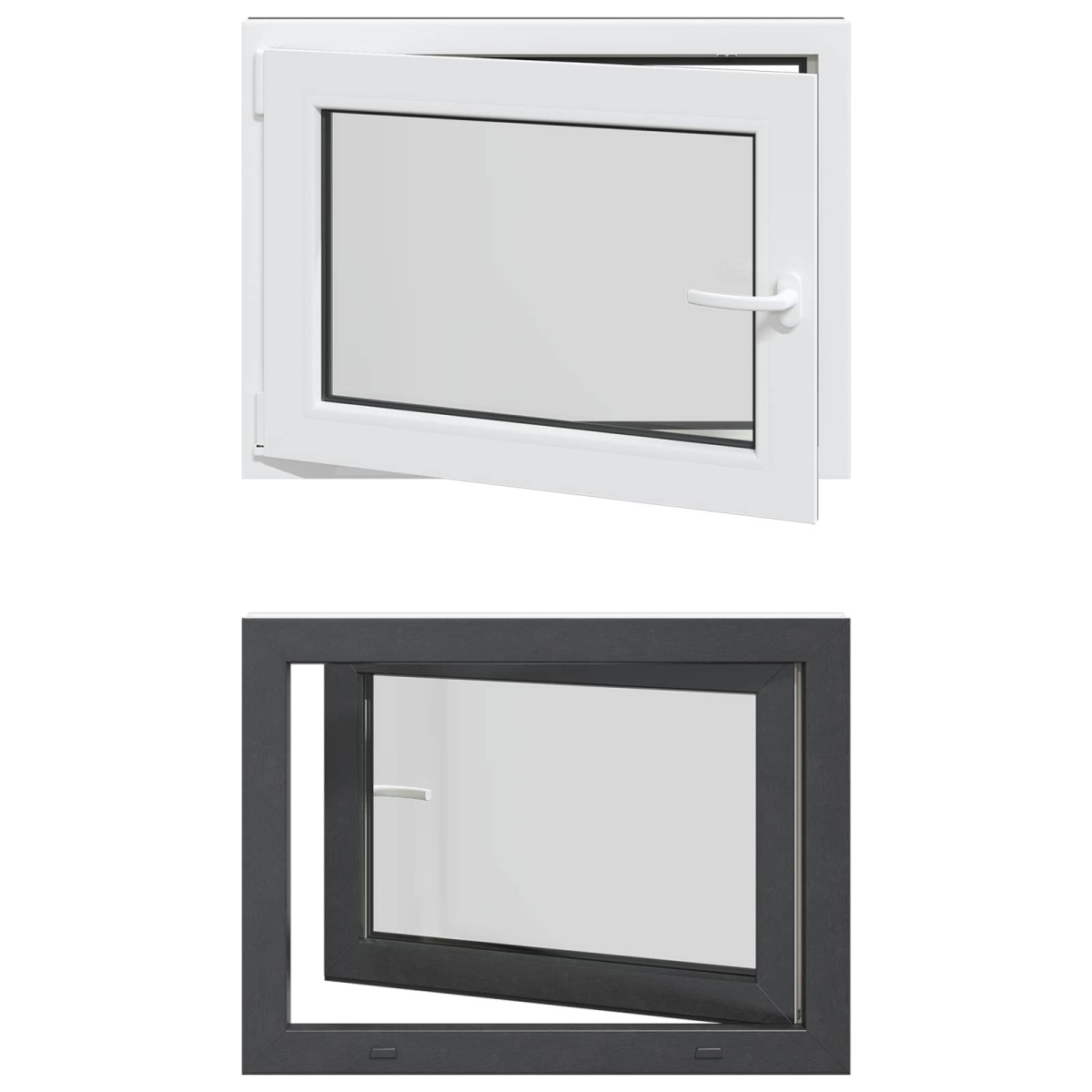 vidaXL Παράθυρο Κάτω Στρώματος RISOR 80 x 60 cm PVC και Γυαλί Ανθρακί