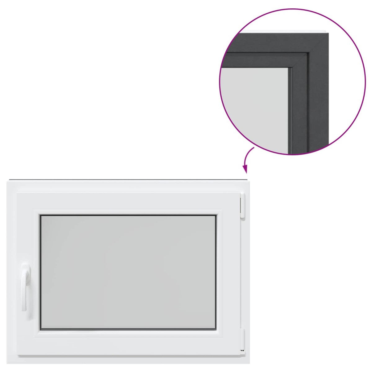 vidaXL Παράθυρο Κάτω Στρώματος RISOR 80 x 60 cm PVC και Γυαλί Ανθρακί