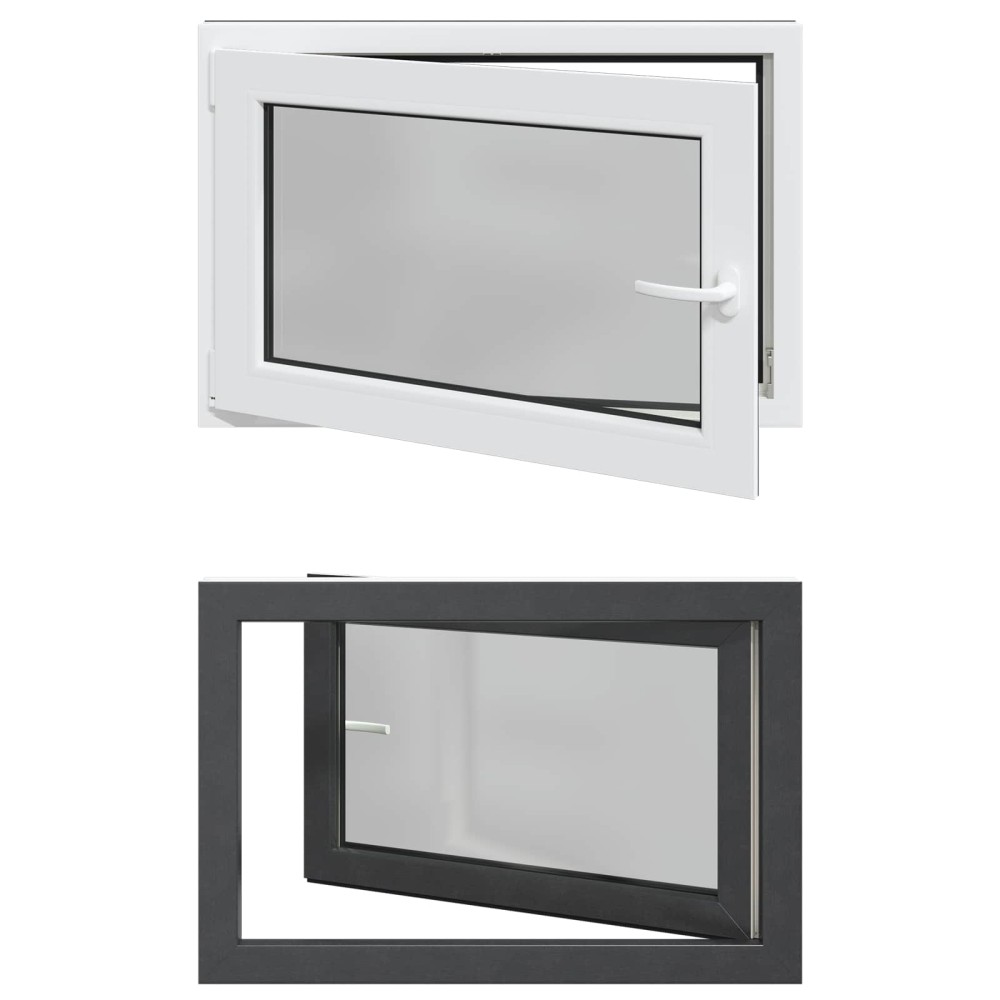 vidaXL Παράθυρο Κάτω Στρώματος RISOR 90 x 60 cm PVC και Γυαλί Ανθρακί