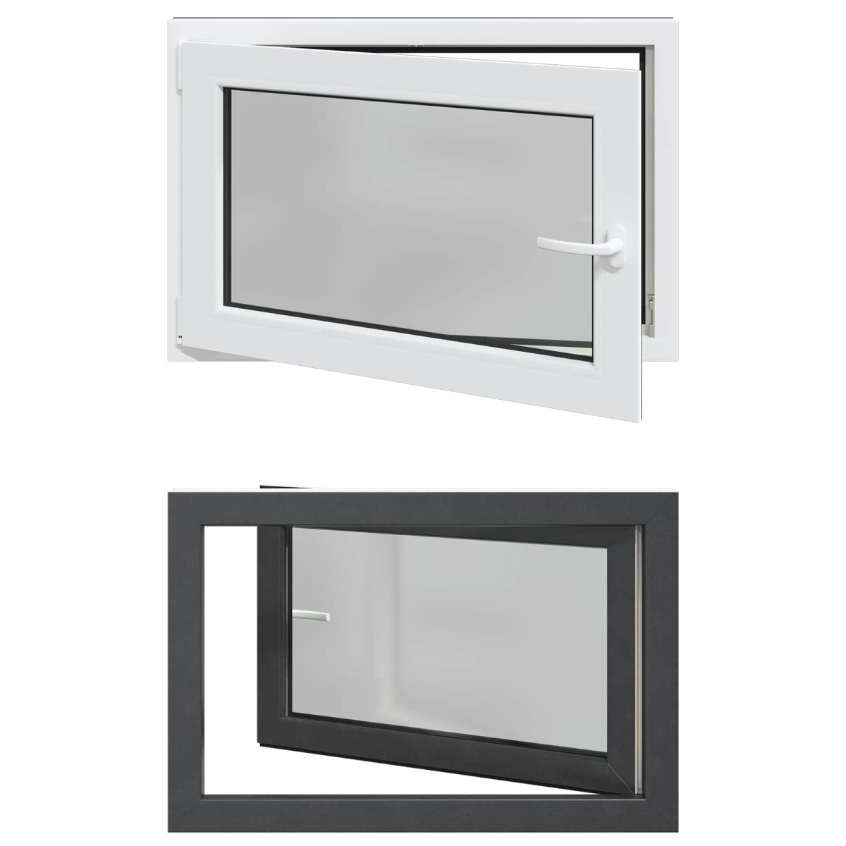 vidaXL Παράθυρο Κάτω Στρώματος RISOR 90 x 70 cm PVC και Γυαλί Ανθρακί