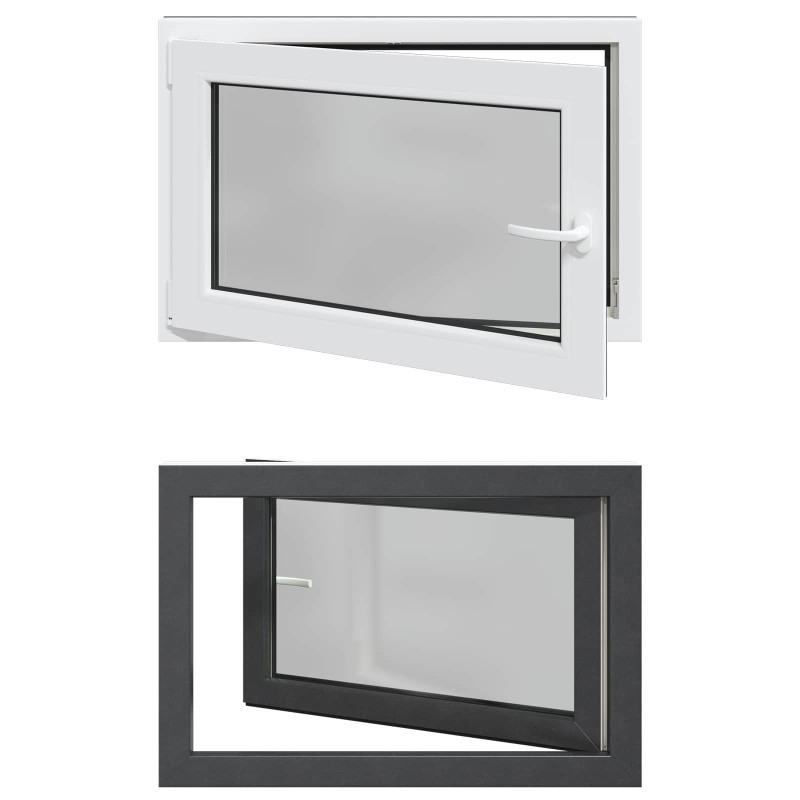 vidaXL Παράθυρο Κάτω Στρώματος RISOR 90 x 70 cm PVC και Γυαλί Ανθρακί