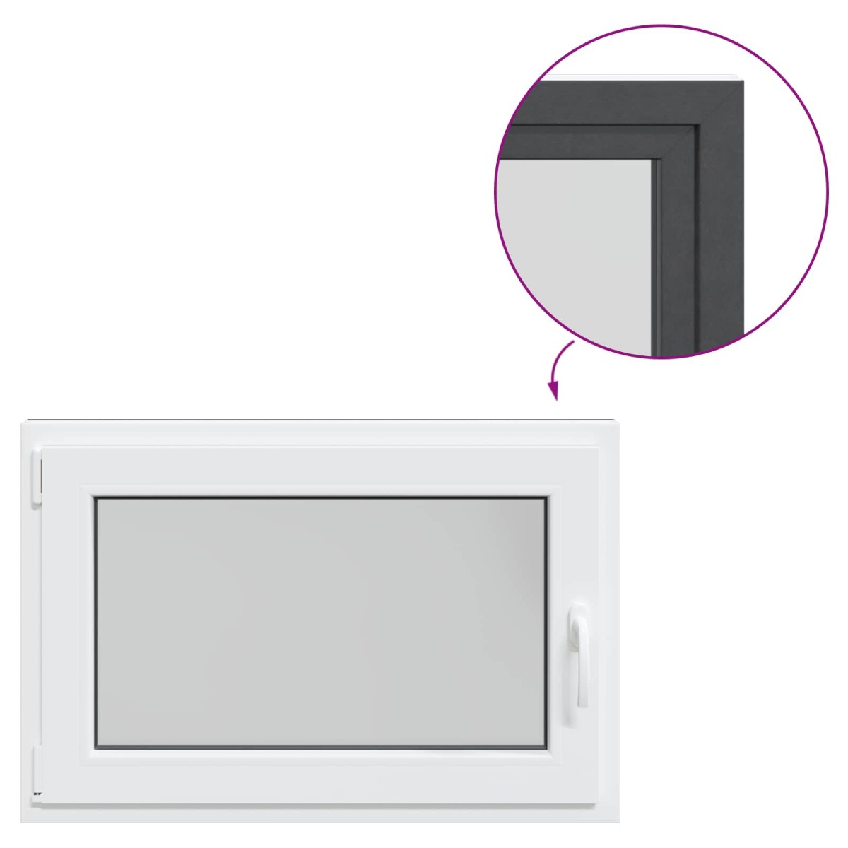 vidaXL Παράθυρο Κάτω Στρώματος RISOR 90 x 70 cm PVC και Γυαλί Ανθρακί