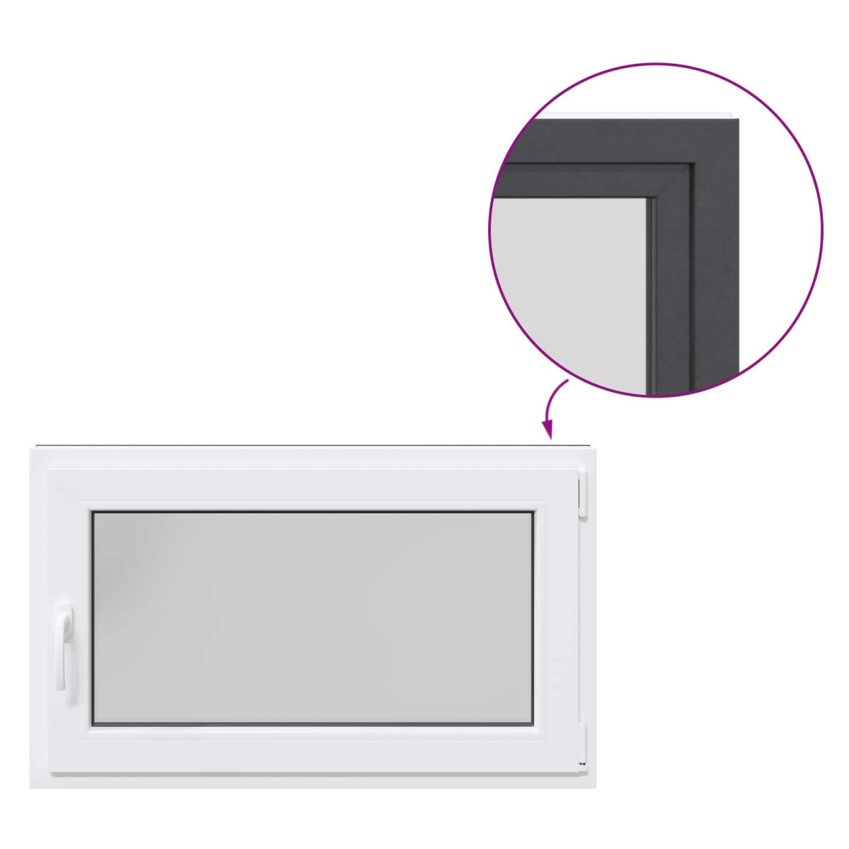 vidaXL Παράθυρο Κάτω Στρώματος RISOR 100 x 50 cm PVC και Γυαλί Ανθρακί