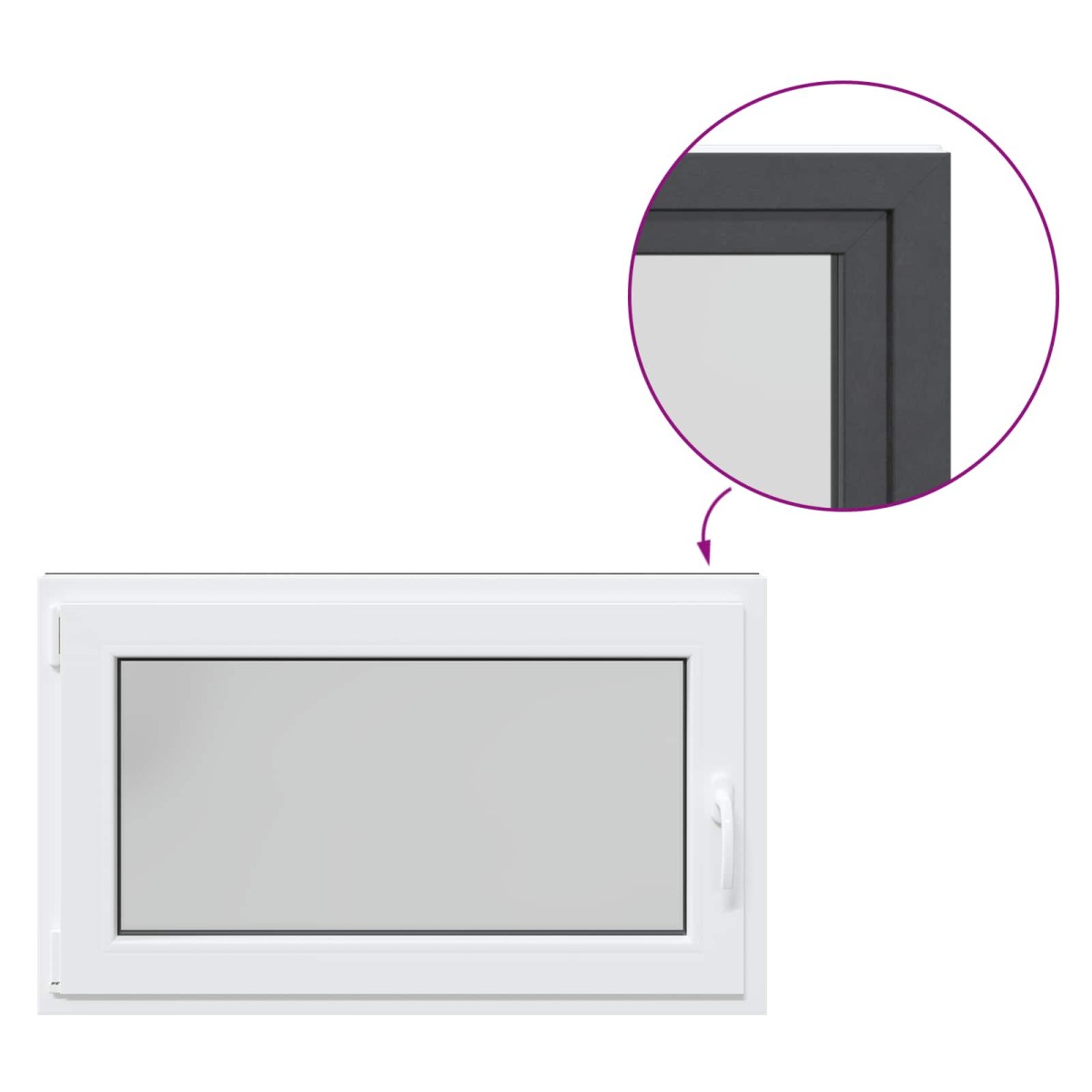 vidaXL Παράθυρο Κάτω Στρώματος RISOR 100 x 50 cm PVC και Γυαλί Ανθρακί