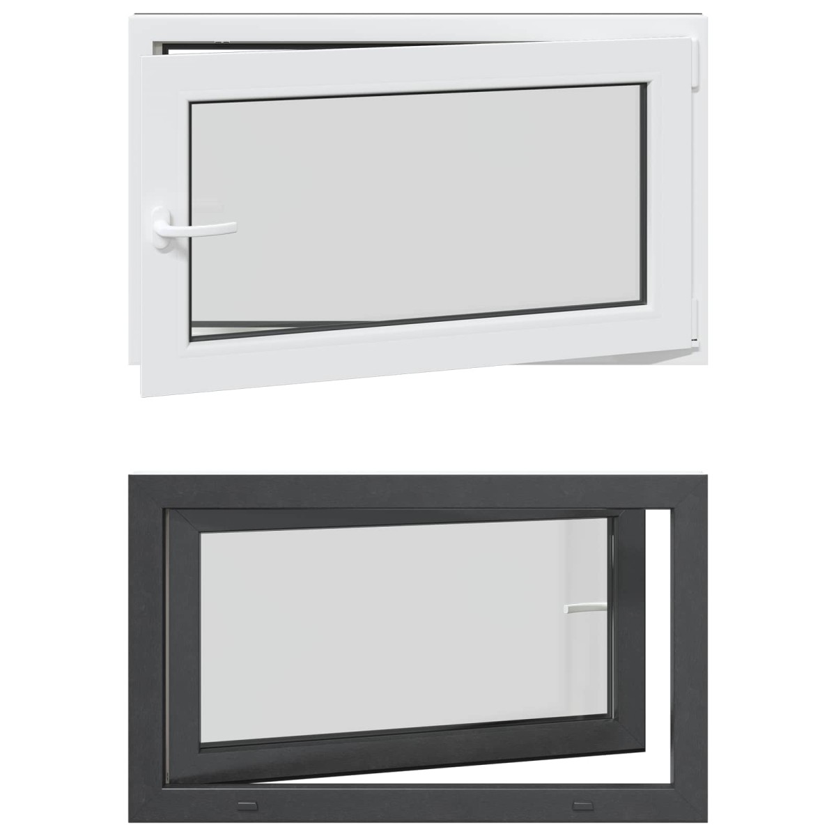 vidaXL Παράθυρο Κάτω Στρώματος RISOR 100 x 70 cm PVC και Γυαλί Ανθρακί