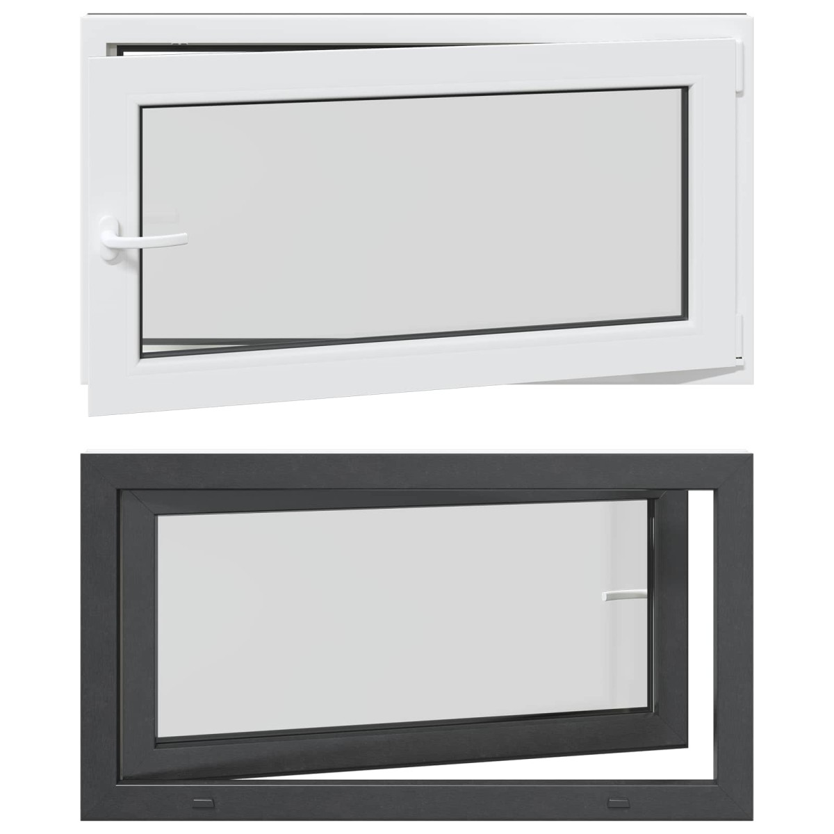 vidaXL Παράθυρο Κάτω Στρώματος RISOR 110 x 50 cm PVC και Γυαλί Ανθρακί