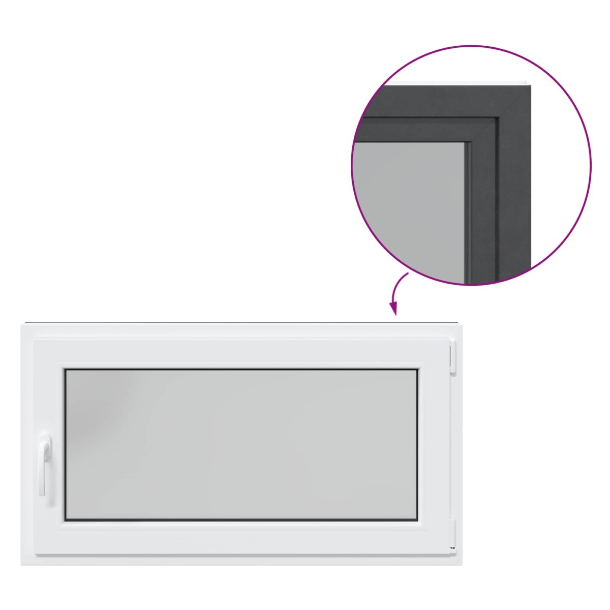 vidaXL Παράθυρο Κάτω Στρώματος RISOR 110 x 50 cm PVC και Γυαλί Ανθρακί