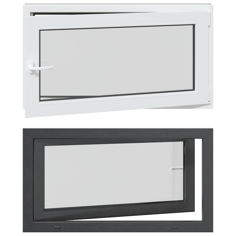 vidaXL Παράθυρο Κάτω Στρώματος RISOR 110 x 60 cm PVC και Γυαλί Ανθρακί