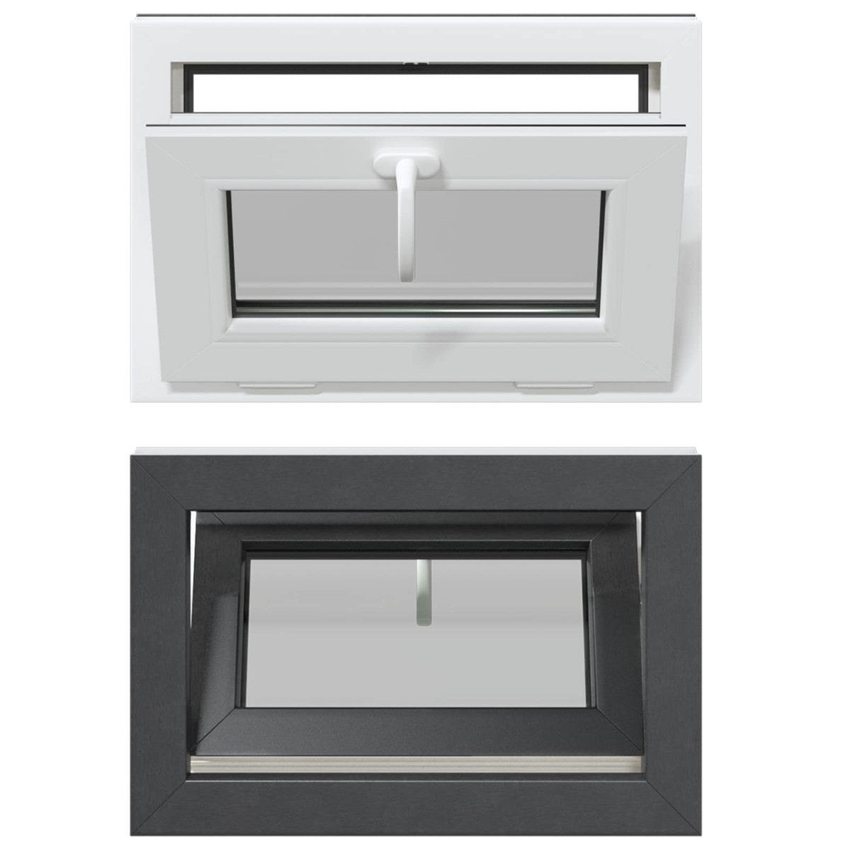 vidaXL Παράθυρο Κάτω Στρώματος RISOR 60 x 40 cm PVC και Γυαλί Ανθρακί