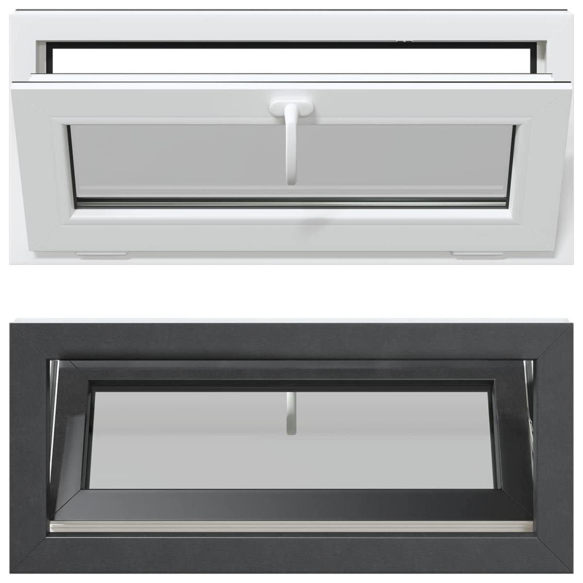 vidaXL Παράθυρο Κάτω Στρώματος RISOR 90 x 40 cm PVC και Γυαλί Ανθρακί