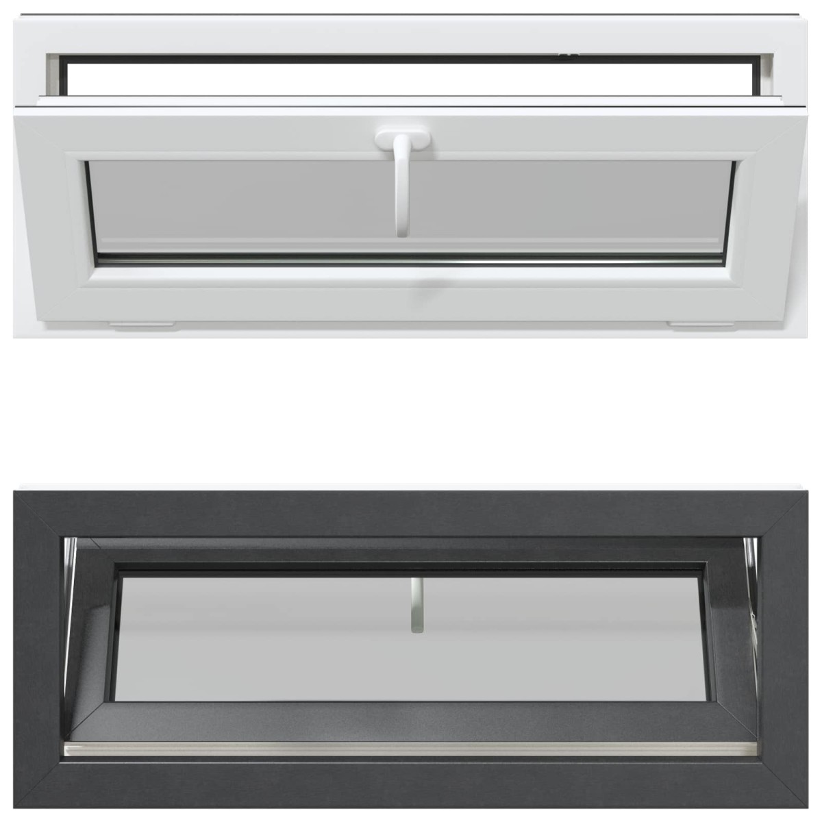 vidaXL Παράθυρο Κάτω Στρώματος RISOR 100 x 40 cm PVC και Γυαλί Ανθρακί