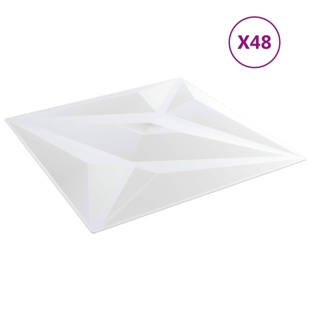 vidaXL Πάνελ τοίχου 12 τμχ. 50 x 50 cm Λευκό αστέρι Φελιζόλ XPS