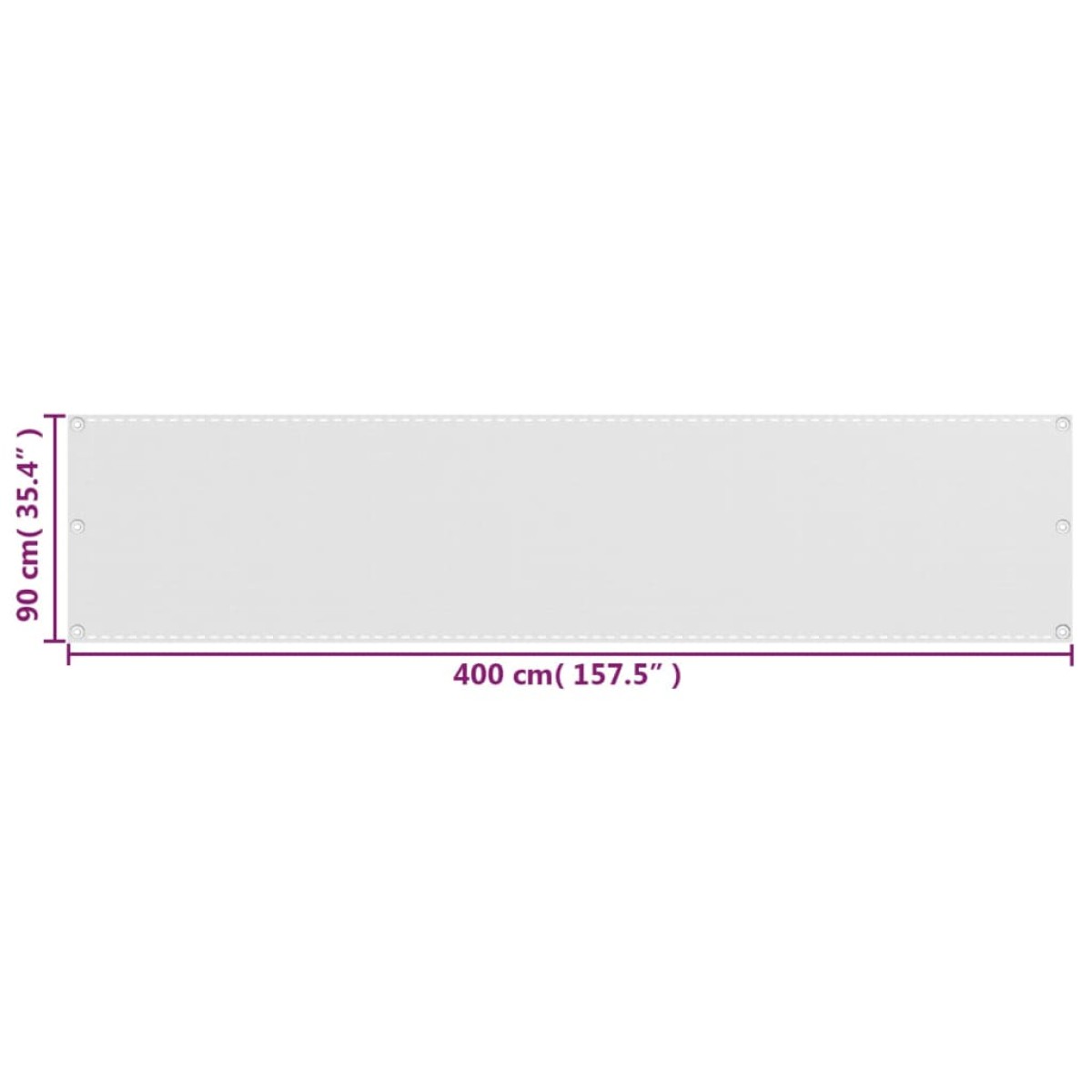 vidaXL Διαχωριστικό Βεράντας Λευκό 90 x 400 εκ. από HDPE
