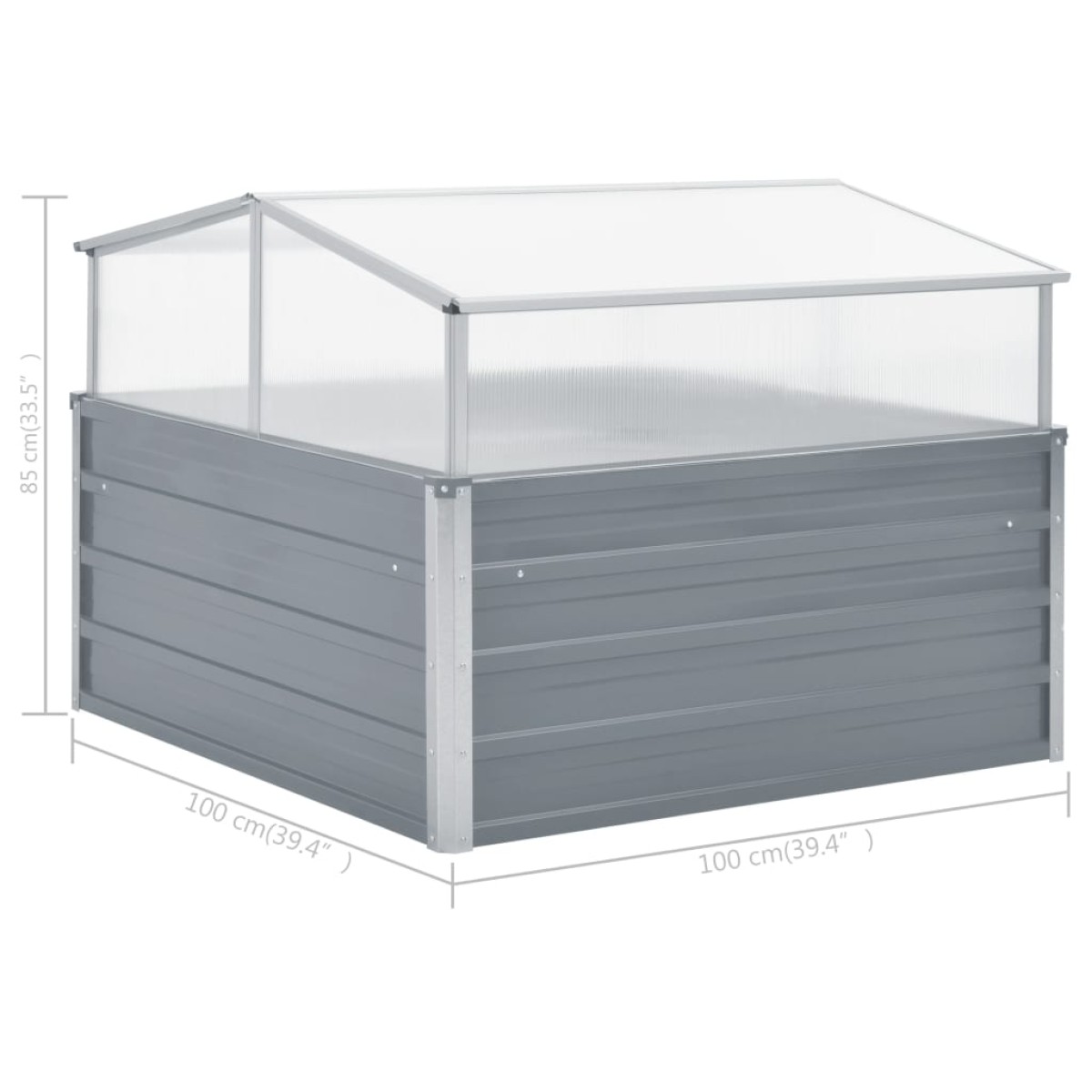 vidaXL Θερμοκήπιο Γκρι 100 x 100 x 85 εκ. από Γαλβανισμένο Χάλυβα