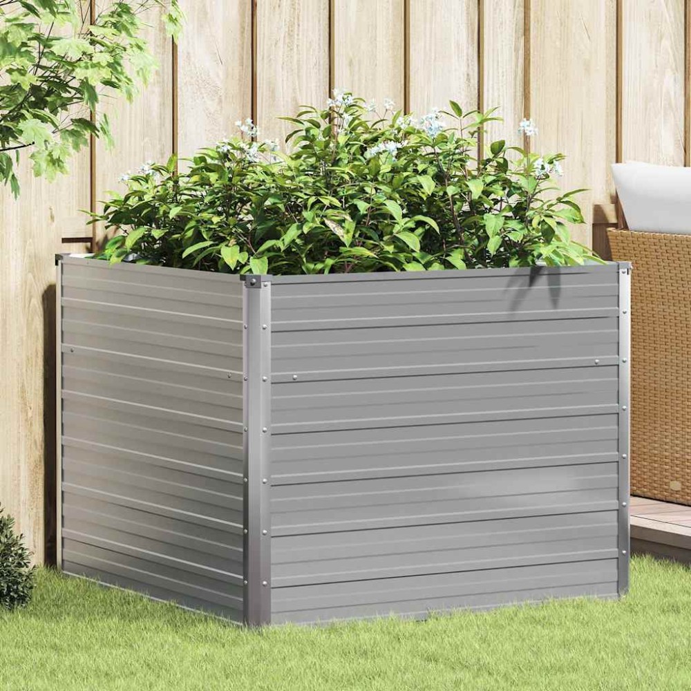 vidaXL Ζαρντινιέρα Ψηλή Γκρι 100 x 100 x 77εκ. από Γαλβανισμένο Χάλυβα