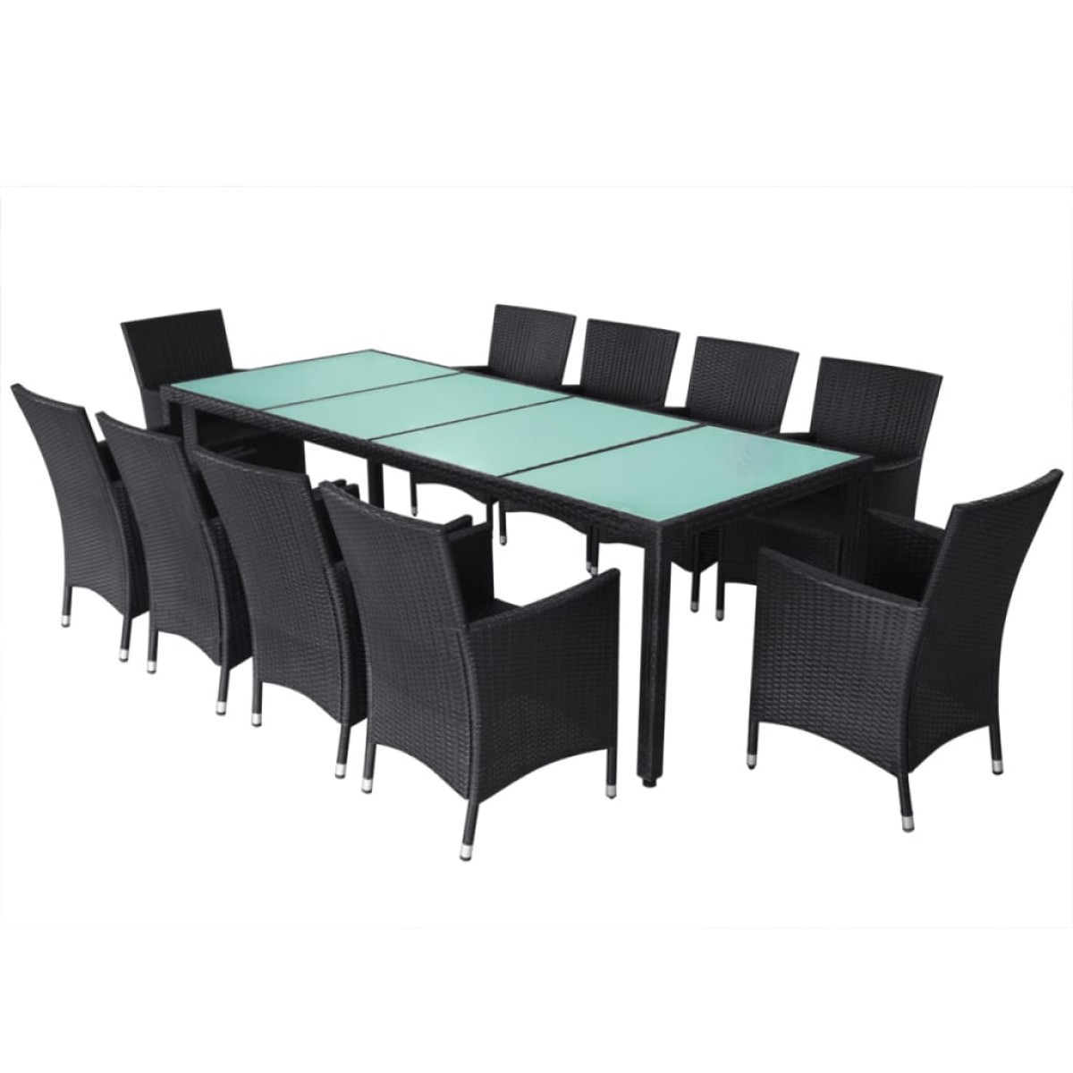 vidaXL Σετ Τραπεζαρίας Εξ. Χώρου 11 τεμ Μαύρο Συνθ. Ρατάν με Μαξιλάρια
