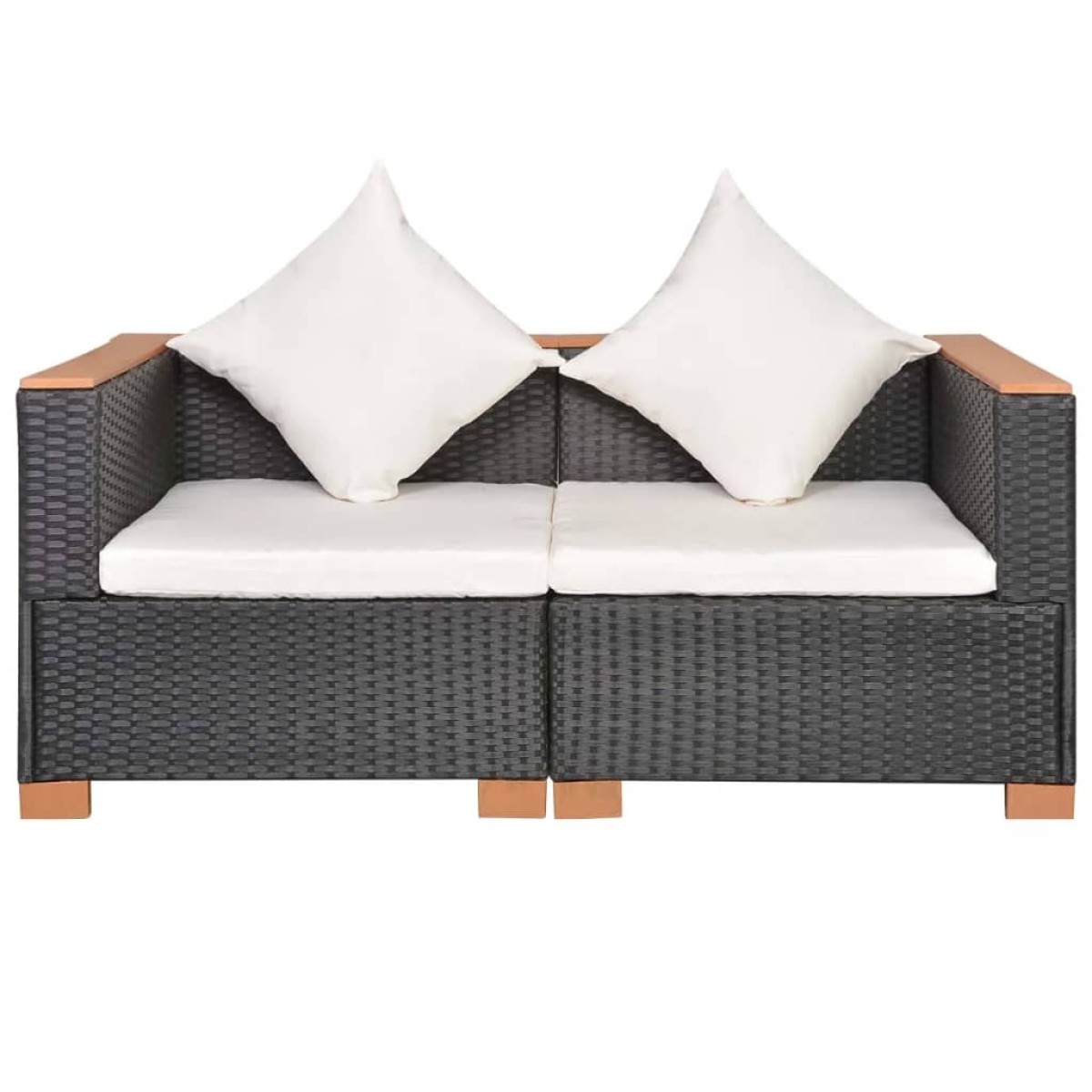 vidaXL Καναπές Κήπου Μαύρος από Συνθετικό Ρατάν
