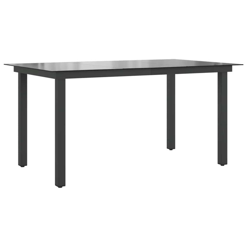 vidaXL Τραπέζι Κήπου Μαύρο 150 x 90 x 74 εκ. από Αλουμίνιο / Γυαλί