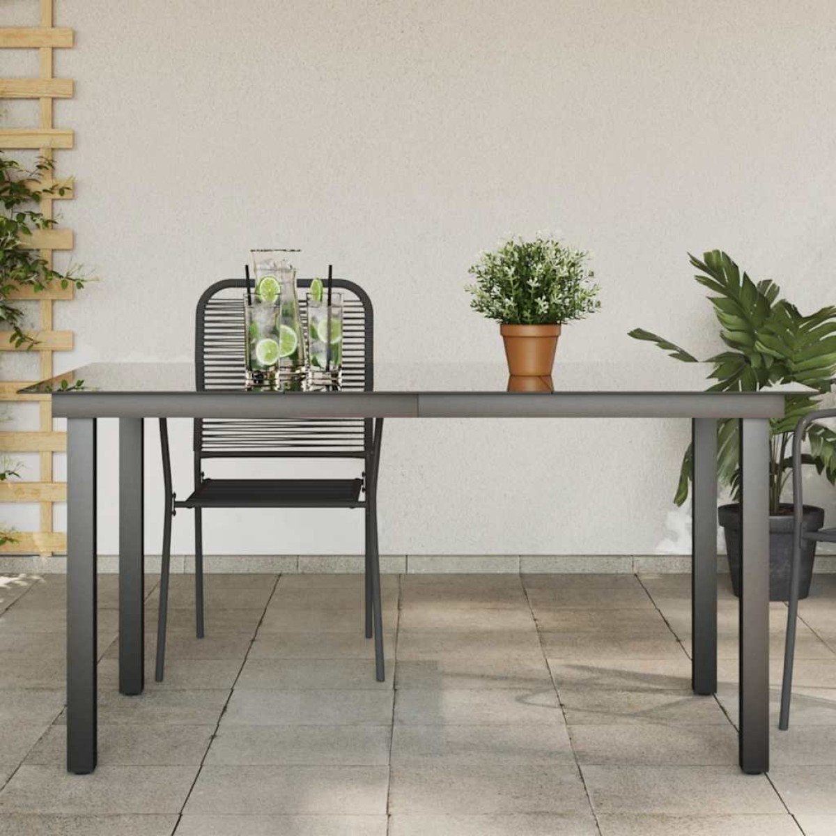vidaXL Τραπέζι Κήπου Μαύρο 150 x 90 x 74 εκ. από Αλουμίνιο / Γυαλί