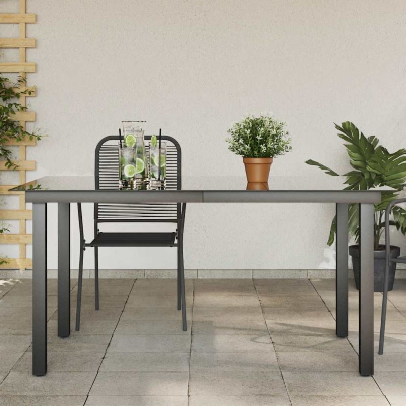 vidaXL Τραπέζι Κήπου Μαύρο 150 x 90 x 74 εκ. από Αλουμίνιο / Γυαλί