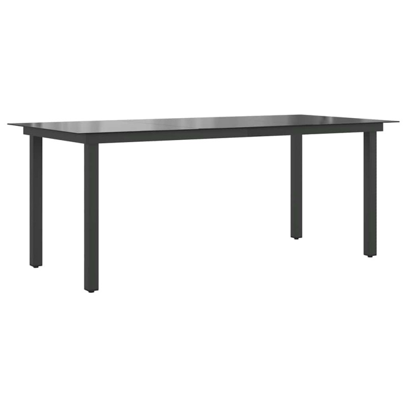 vidaXL Τραπέζι Κήπου Μαύρο 190 x 90 x 74 εκ. από Αλουμίνιο / Γυαλί