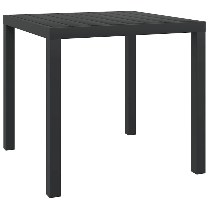 vidaXL Τραπέζι Κήπου Μαύρο 80 x 80 x 74 εκ. από Αλουμίνιο / WPC