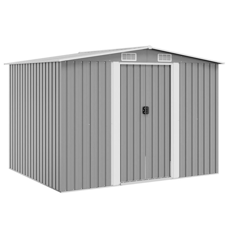 vidaXL Αποθήκη Κήπου Γκρι 257 x 205 x 178 εκ. Μεταλλική